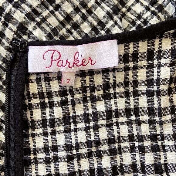 Parker Dress"Yael"Black White Seersucker Flirty Ruffle Mini Dress Nwot S… - Picture 8 of 9